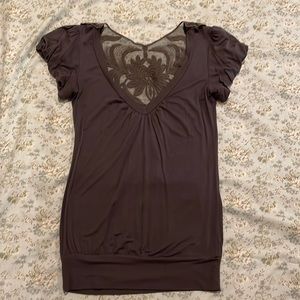 Charlotte Russe gray lace back shirt